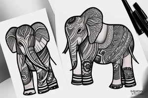 2 matching elephants tattoo idea