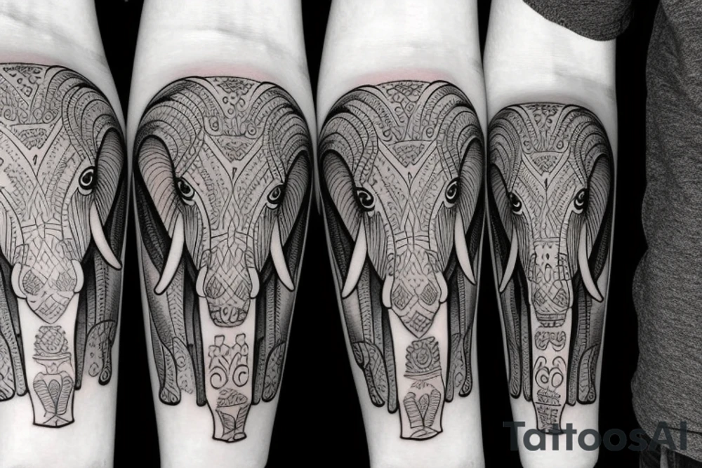2 matching elephants tattoo idea