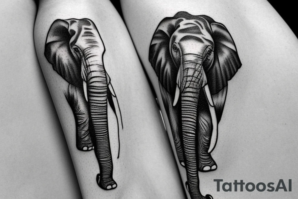 African matching elephants tattoo idea