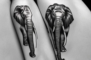 African matching elephants tattoo idea