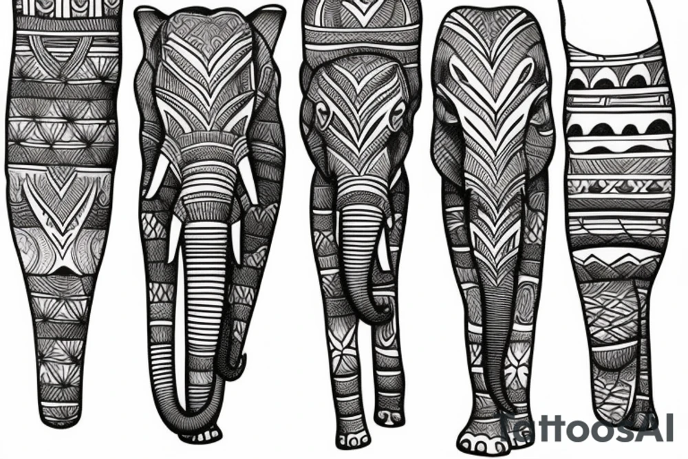 African matching elephants tattoo idea