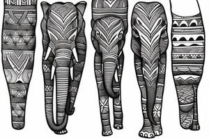 African matching elephants tattoo idea