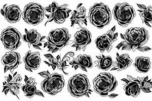 black peony сomposition  
 for the whole arm
thin lines tattoo idea