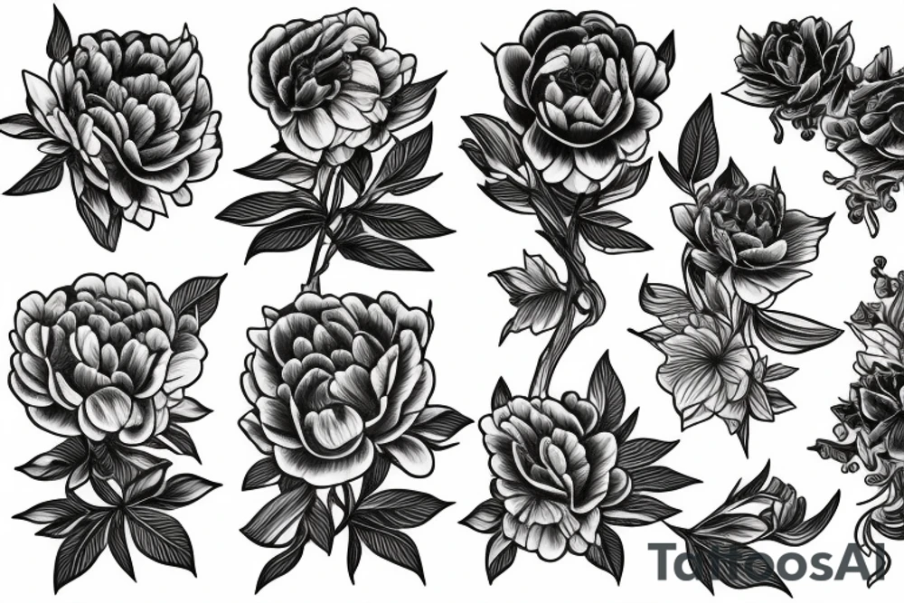 black peony сomposition
for the whole arm
thin lines tattoo idea