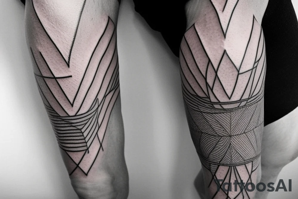 geometric leg sleeve tattoo idea