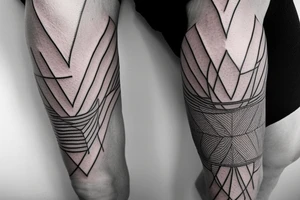 geometric leg sleeve tattoo idea