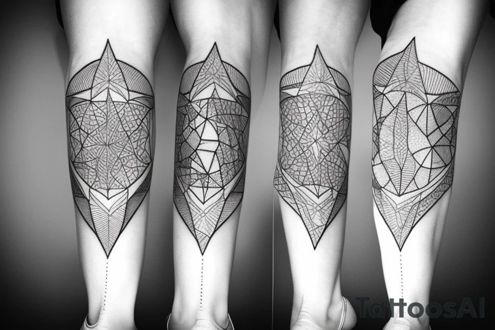geometric leg sleeve tattoo idea
