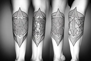 geometric leg sleeve tattoo idea