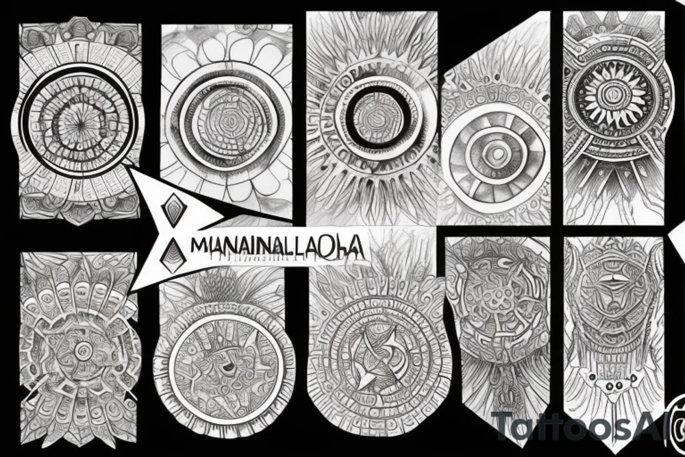 Mandala, ship with wings, time, all-seeing eye, hexagon scarab tattoo idea