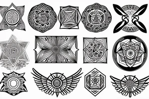 Mandala, ship with wings, time, all-seeing eye, hexagon scarab tattoo idea