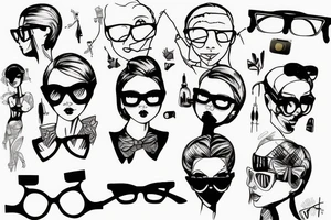 stylized nerd mannequin tattoo idea