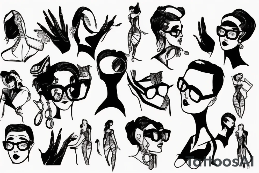 stylized nerd mannequin tattoo idea