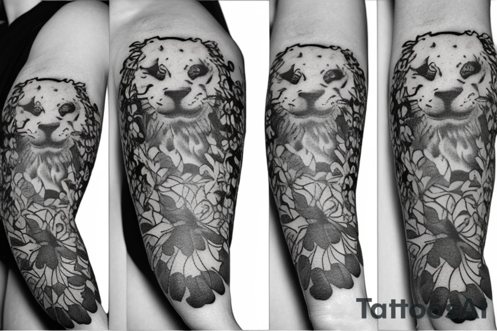 Three lions and a four leaf clover tattoo idea