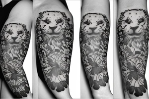 Three lions and a four leaf clover tattoo idea