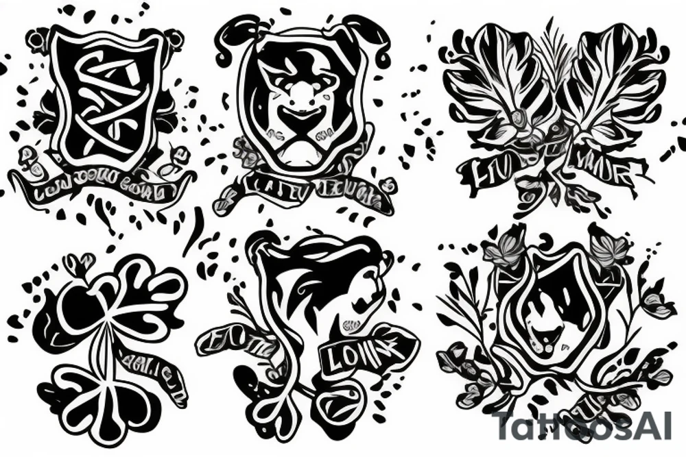 Three lions and a four leaf clover tattoo idea