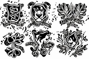 Three lions and a four leaf clover tattoo idea