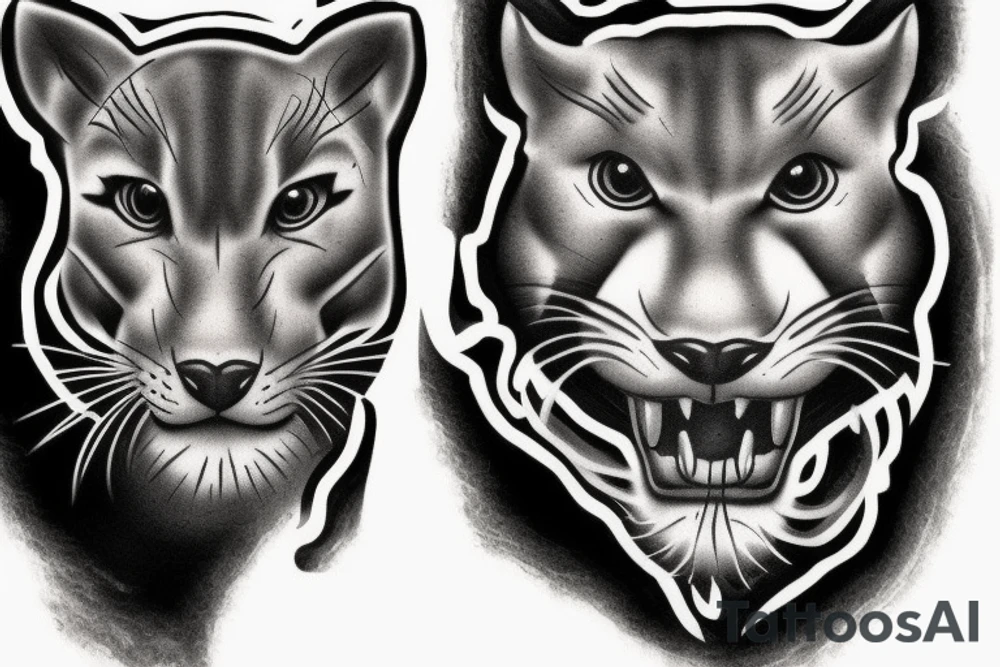 Panther and cross tattoo idea