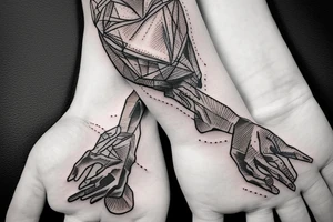 overthinking tattoo human hand holding a real heart and dark hand pulls a brain with strings tattoo idea