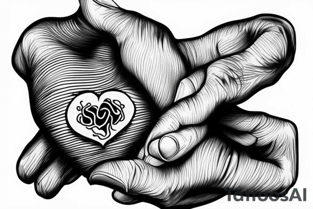 overthinking tattoo human hand holding a real heart and dark hand pulls a brain with strings tattoo idea