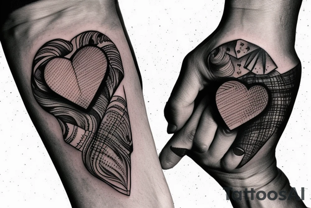 overthinking tattoo human hand holding a real heart and dark hand pulls a brain with strings tattoo idea