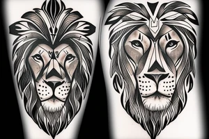 lion face together with native american face tattoo idea