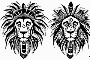 lion face together with native american face tattoo idea