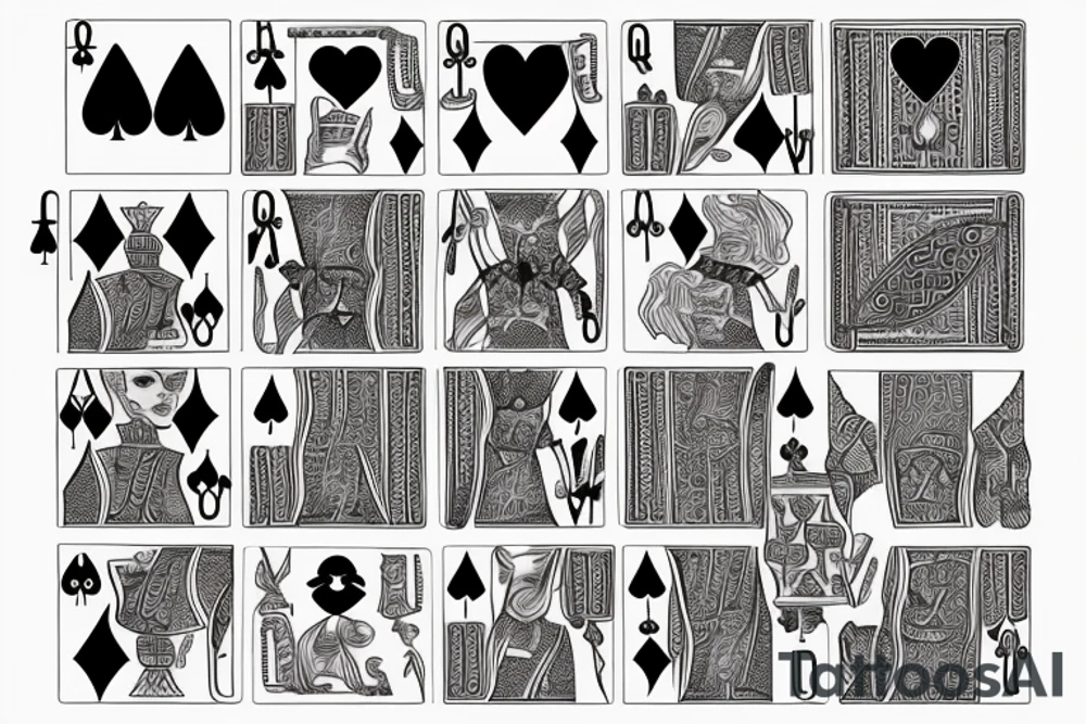 Queen of spades and king of hearts cards tattoo idea