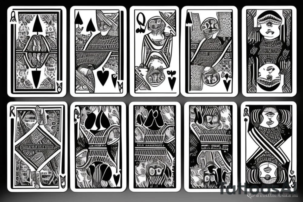 Queen of spades and king of hearts cards tattoo idea