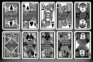 Queen of spades and king of hearts cards tattoo idea
