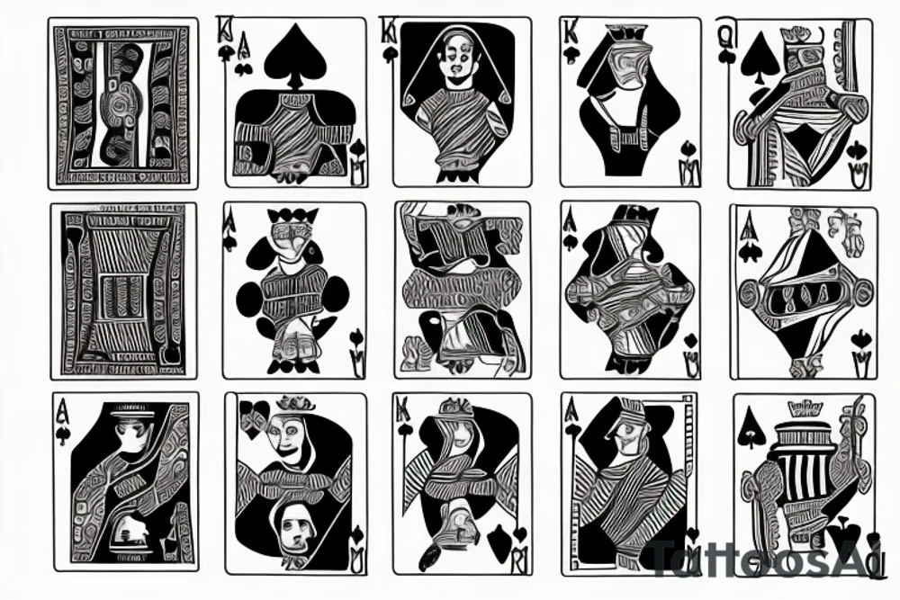 Queen of spades and king of hearts cards tattoo idea