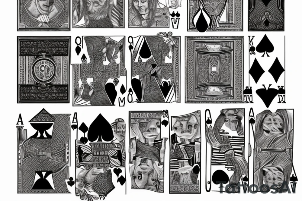 Queen of spades and king of hearts cards tattoo idea