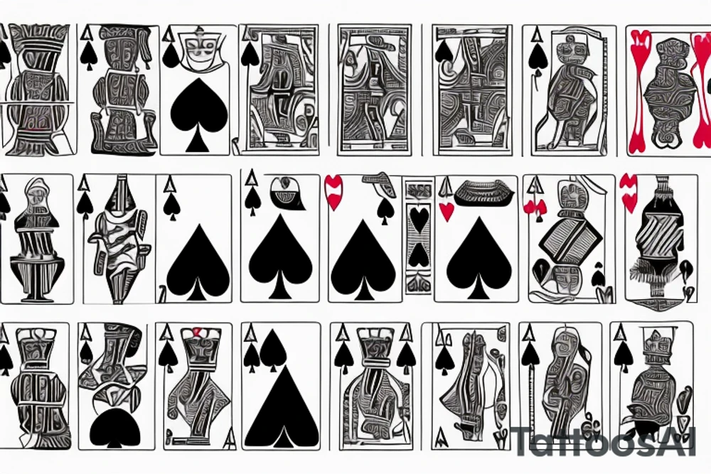 Queen of spades and king of hearts cards tattoo idea