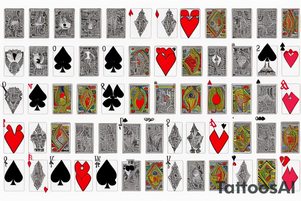 Queen of spades and king of hearts cards tattoo idea