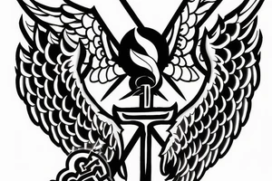 Black Sword with Angel wings and a Christian cross tattoo idea