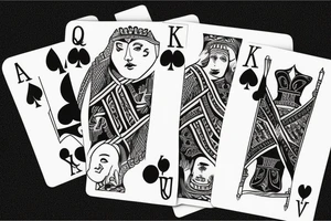 Queen of spades and king of hearts 2 cards, the queen is in front the king tattoo idea