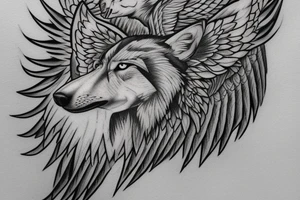 I want to create a tattoo that has letters from the people I love and a wolf design  and angel wings tattoo idea