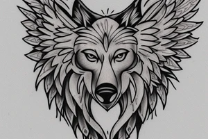 I want to create a tattoo that has letters from the people I love and a wolf design  and angel wings tattoo idea