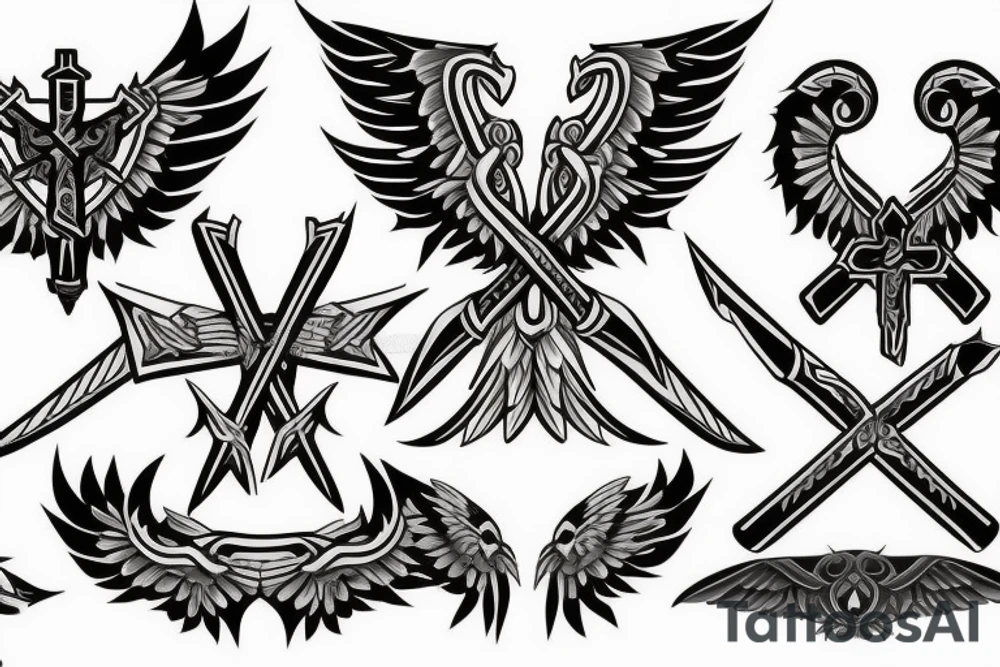 Black Sword with Angel wings and a Christian cross tattoo idea
