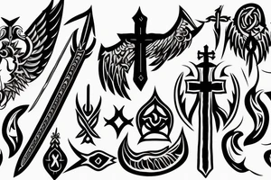 Black Sword with Angel wings and a Christian cross tattoo idea