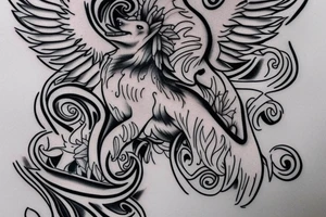 I want to create a tattoo that has the Letter Z , H  ,I  N and a wolf design  and angel wings tattoo idea