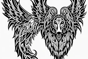 I want to create a tattoo that has the Letter Z , H  ,I  N and a wolf design  and angel wings tattoo idea