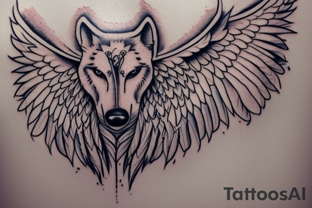 I want to create a tattoo that has the Letter Z , H ,I N and a wolf design and angel wings tattoo idea