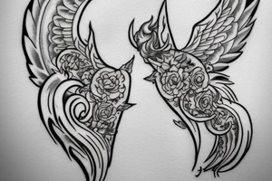 I want to create a tattoo that has the Letter Z , H  ,I  N and a wolf design  and angel wings tattoo idea