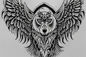 I want to create a tattoo that has the Letter Z , H  ,I  N and a wolf design  and angel wings tattoo idea