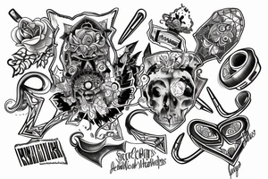 A raccom using hearsphones tattoo idea