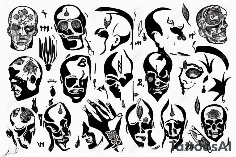 Person who cuts his own head of tattoo idea