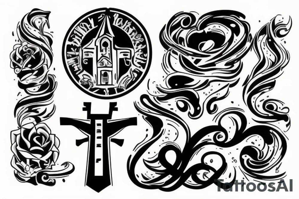 Burning church tattoo idea