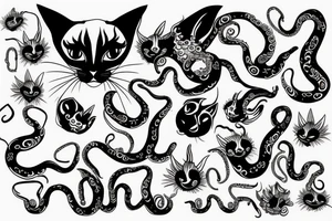 Siamese cat with tentacles tattoo idea