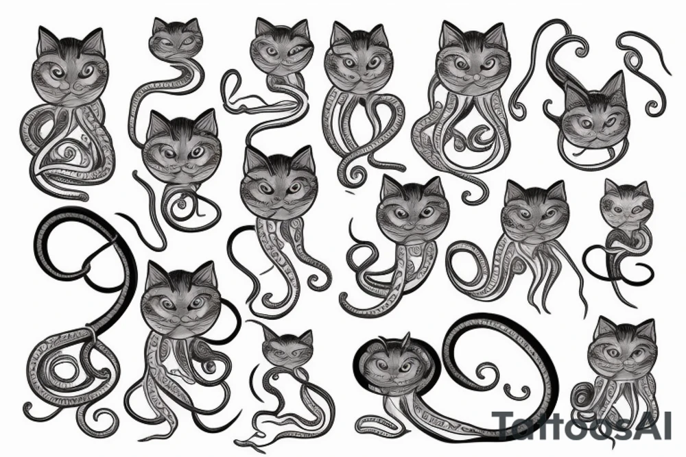 Siamese cat with tentacles tattoo idea