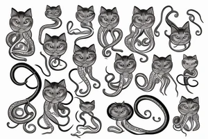 Siamese cat with tentacles tattoo idea